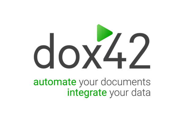 dox42 Logo mit Zusatz: automate yout documents, integrate your data