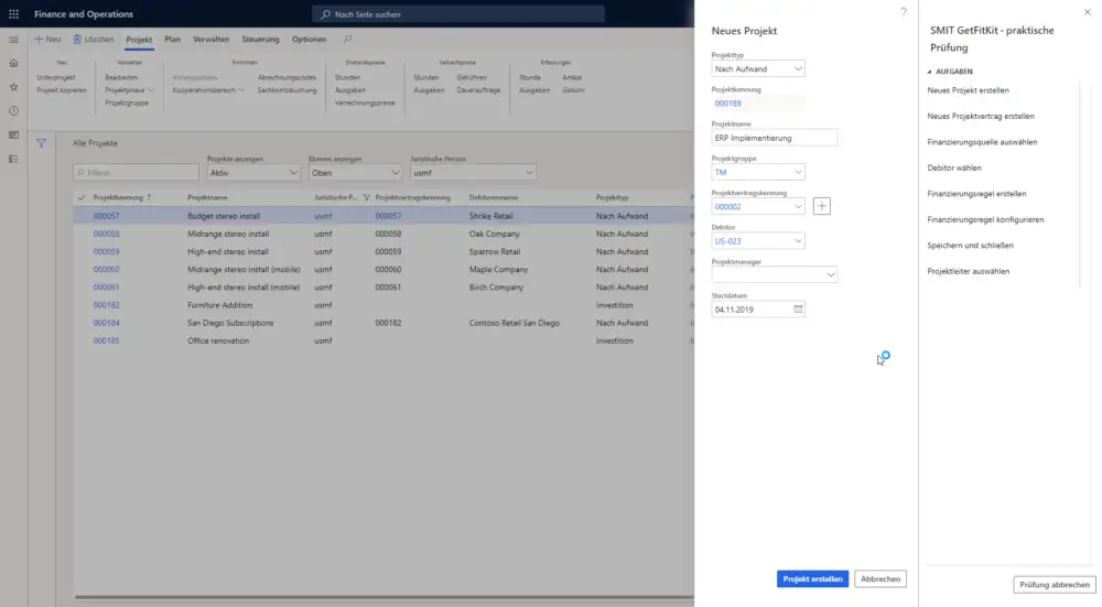 Screenshot aus dem Bereich praktische Prüfungen des SMIT GetFitKits