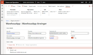 Ein Screenshot zeigt die Warehouse-Authentifizierung für den Kunden Arwinger Caravaning